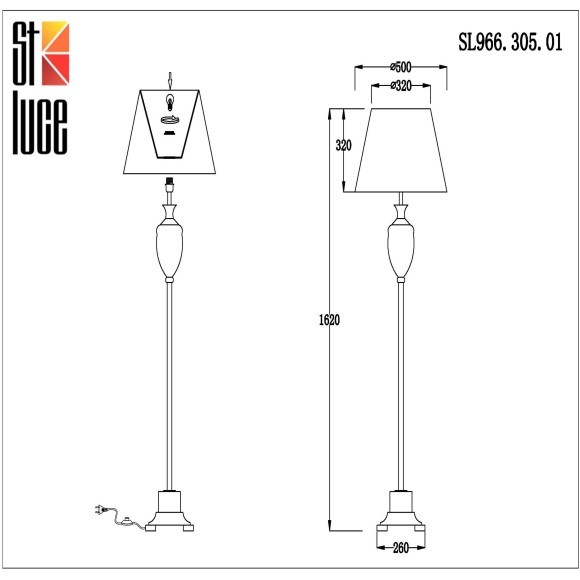 SL966.305.01 Торшер ST-Luce Бронза/Бежевый E27 1*60W (из 2-х коробок)