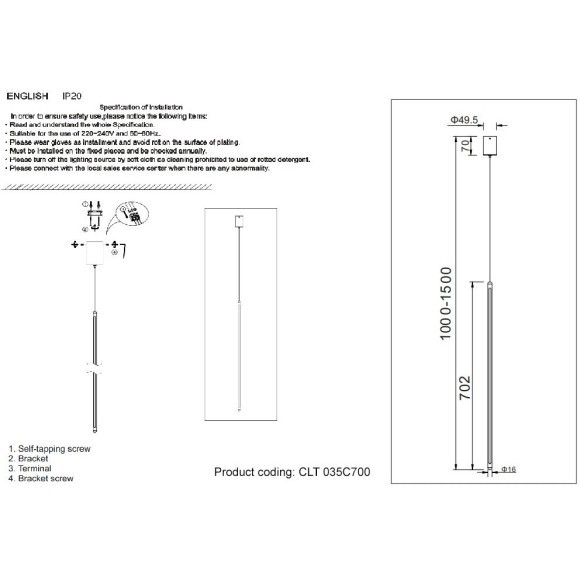 Светильник подвесной Crystal Lux CLT 035C700 BL