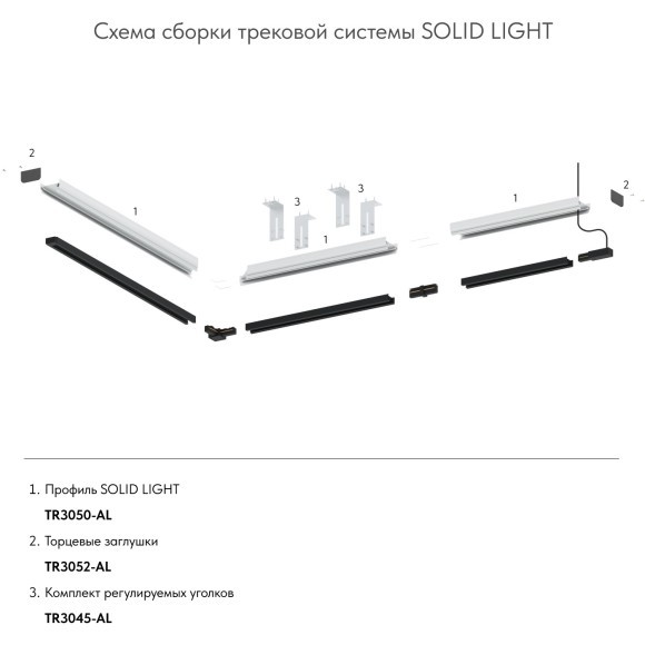 Заглушка торцевая 2шт (для профиля TR3050-AL) Denkirs TR3052-AL
