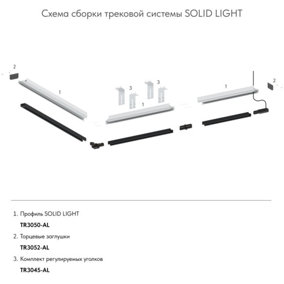 Заглушка торцевая 2шт (для профиля TR3050-AL) Denkirs TR3052-AL