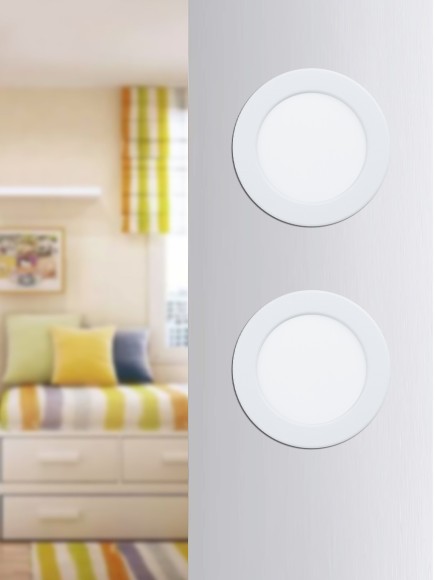 99132 Светодиодный встраиваемый светильник FUEVA 5, 5,5W (LED), ?117, ET26, 650lm, 3000K, сталь, белый/пла