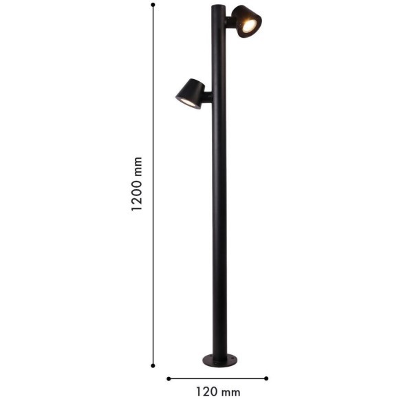 4744-2F, уличный светильник, L350xW50xH1200, 2xLEDx10W, 196LM, 3000K, IP54, included