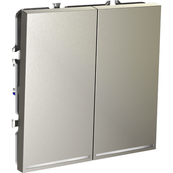 Выключатель встраиваемый VOLTUM S70 двухклавишный с подсветкой 10А, (шелк)