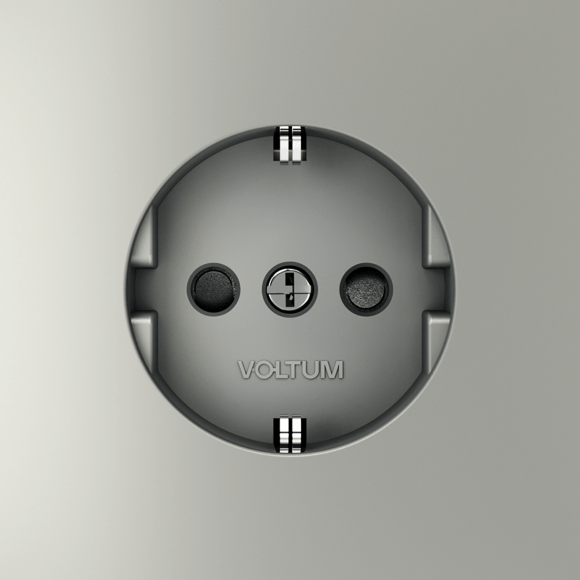 Розетка встраиваемая VOLTUM S70 с заземлением и защитными шторками, 16А, (сталь)