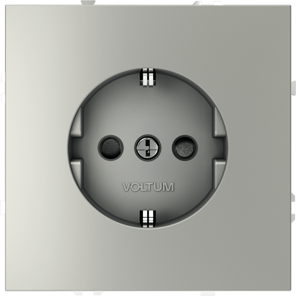 Розетка встраиваемая VOLTUM S70 с заземлением и защитными шторками, 16А, (сталь)