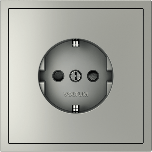 Розетка встраиваемая VOLTUM S70 с заземлением и защитными шторками, 16А, (сталь)