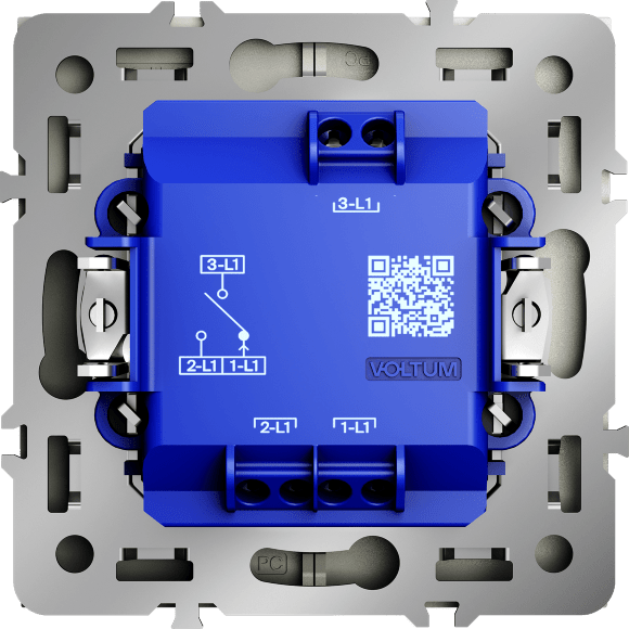 Выключатель встраиваемый VOLTUM S70 для жалюзи 10А, (сталь)