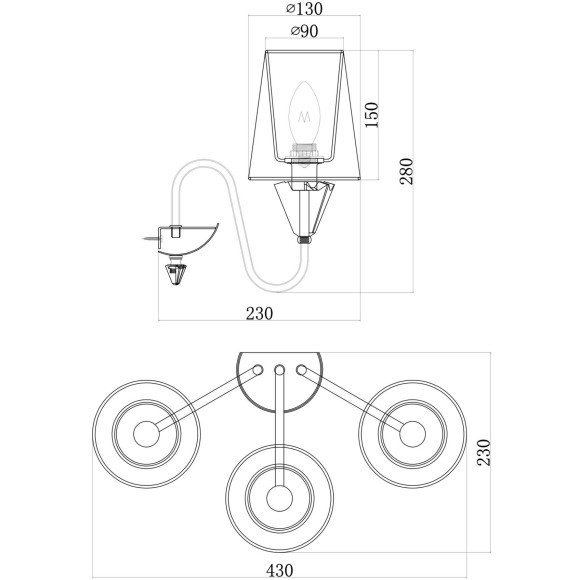 Настенный светильник (бра) Maytoni MOD078WL-03CH