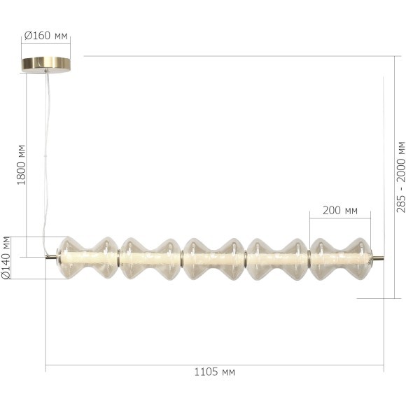 SL6136.243.01 Светильник подвесной ST-Luce золото/коньячный LED 1*28W 3000K SPINE