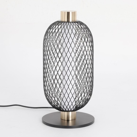 LSP-0944 LUSSOLE YONKERS черная настольная лампа, встроенный LED 6 Вт, 4000 К, 540 Лм, белый стеклянный плафон, IP20, 220 В