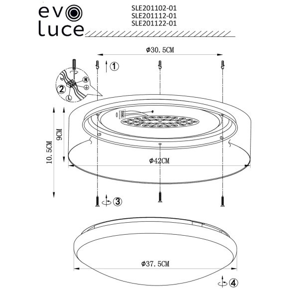 SLE201112-01 Светильник потолочный Серый, Золото/Белый LED 1*24W 4000K ORBIO