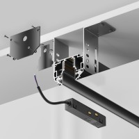 Maytoni Exility 48V TRX034-SCH-423B Шинопровод 3м для монтажа в гарпунный натяжной ПВХ потолок, черный алюминий, габариты 3000 x 60 x 46 мм. Торцевые заглушки 2шт и пластиковый экран для гарпуна в комплекте