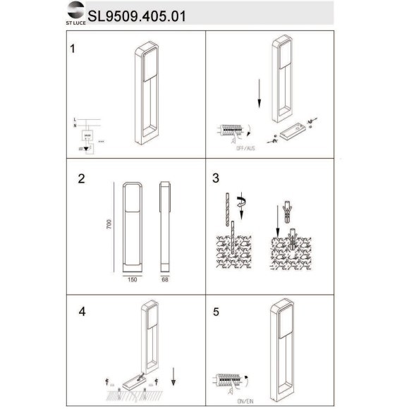 SL9509.405.01 Светильник уличный наземный ST-Luce Черный/Белый LED 1*15W 4000K VELA SL9509.405.01 Светильник уличный наземный ST-Luce Черный/Белый LED 1*15W 4000K VELA