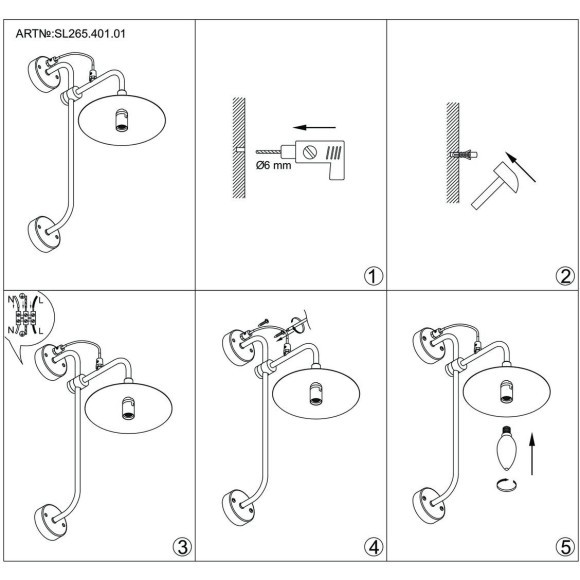 SL265.401.01 Светильник настенный ST-Luce Черный/Черный E14 1*40W SСARNO