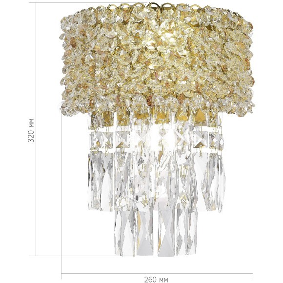 SL1637.301.02 Светильник настенный ST-Luce Латунь/Прозрачный, Янтарный E14 2*60W SELINE