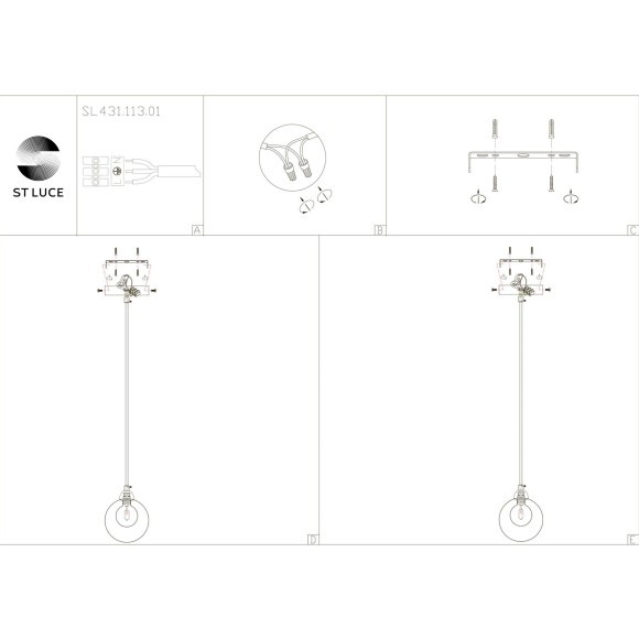 SL431.113.01 Подвес ST-Luce Хром/Прозрачный, Белый G9 1*5W DUALITA