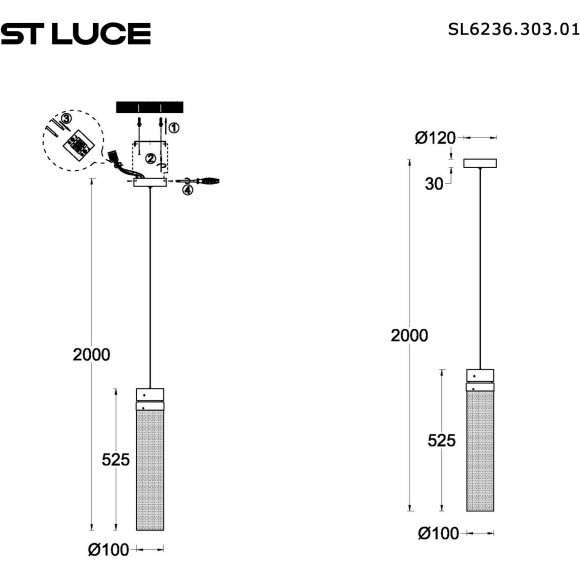 SL6236.303.01 Светильник подвесной ST-Luce Латунь/Прозрачный LED 1*12W 4000K CHAMPAGNE