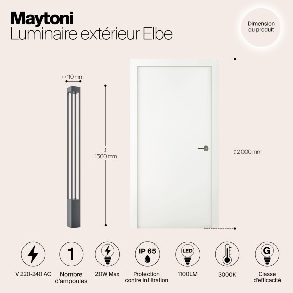 Уличный наземный светильник Maytoni O424FL-L20GF Elbe IP65 светодиодный LED 20W