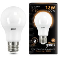 102502112 Лампа Gauss LED A60 12W E27 1150lm 3000K 1/10/50