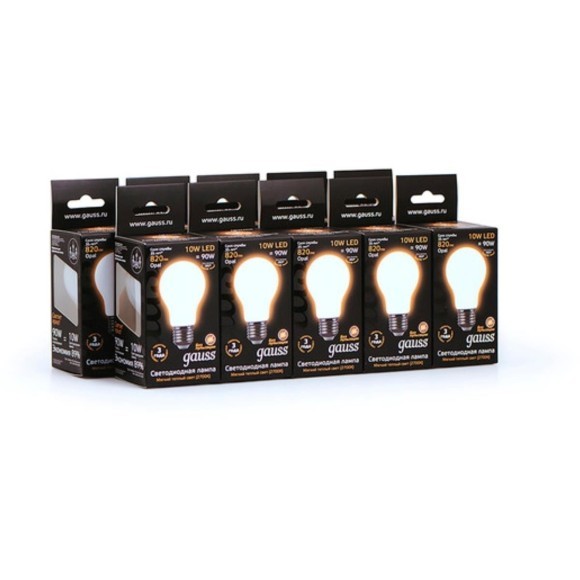 102202110 Лампа Gauss LED Filament A60 OPAL E27 10W 820lm 2700К 1/10/40 102202110 Лампа Gauss LED Filament A60 OPAL E27 10W 820lm 2700К 1/10/40