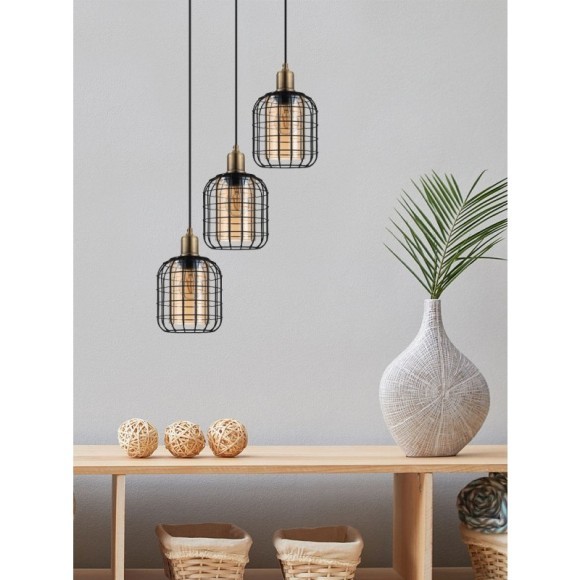 43499 Подвесной потолочный светильник (люстра) CHISLE, 3Х40W, E27, H1300, ?425, сталь/стекло, черный