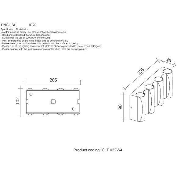 Бра Crystal Lux CLT 022W4 BL 4000K