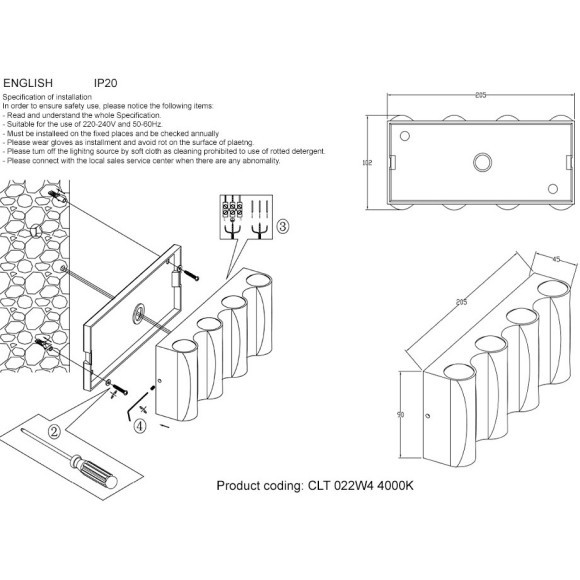 Бра Crystal Lux CLT 022W4 BL 4000K