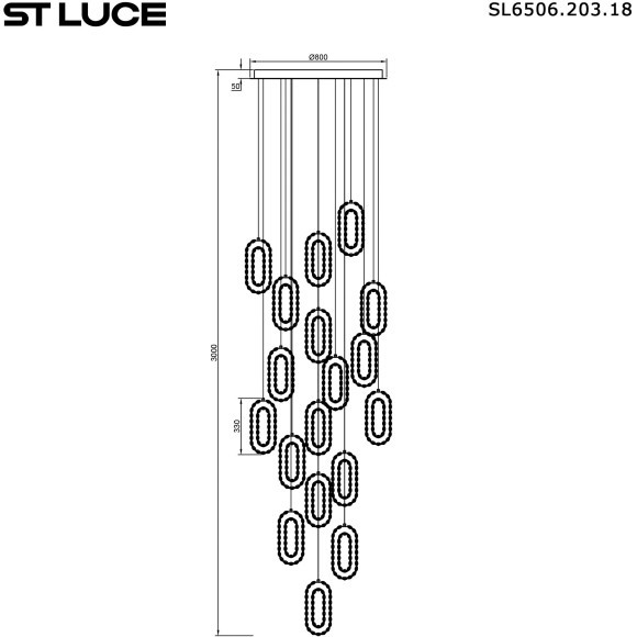 SL6506.203.18 Светильник подвесной ST-Luce Золотистый/Золотистый, Прозрачный LED 18*9W 3000K ALLUNGO