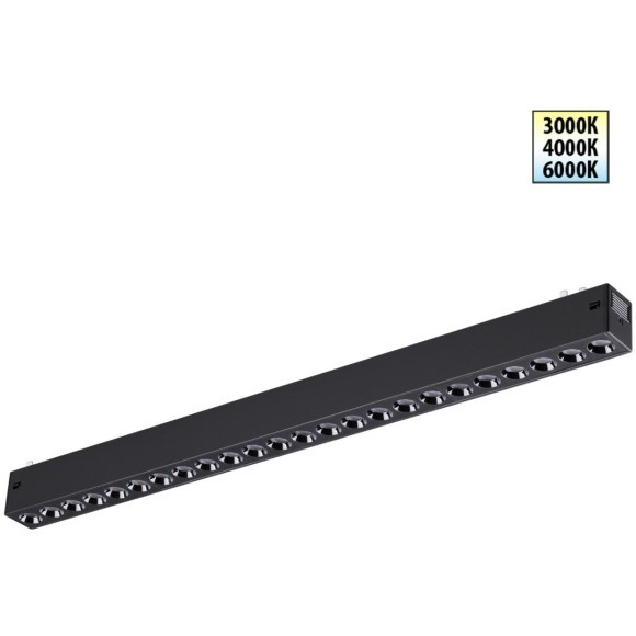 359932 Черный трековый линейный светильник 44см с перекл. цв. темп. 3000;4000;6000К (токопроводящий) 220В 24Вт 24° 1560Лм CRI90 Novotech VECTOR 359932 Черный трековый линейный светильник 44см с перекл. цв. темп. 3000;4000;6000К (токопроводящий) 220В 24Вт 24° 1560Лм CRI90 Novotech VECTOR