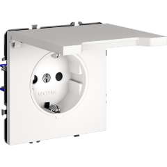 Розетка встраиваемая VOLTUM S70 с заземлением, защитными шторками и крышкой 16А, (белый матовый)