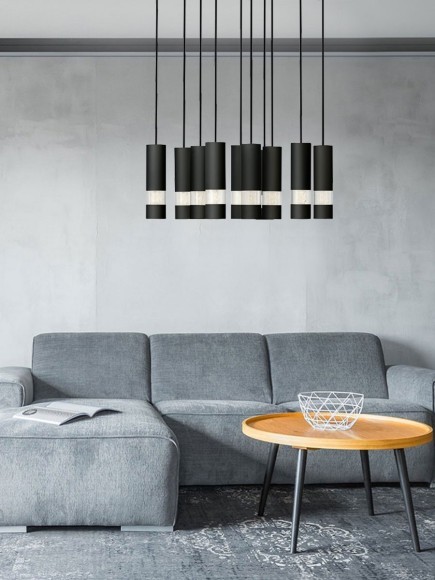 39708 BERNABETA Подвесной светильник с 10 лампами GU10, черный/прозрачный, металл, пластик