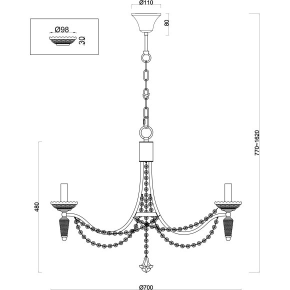 Люстра подвесная Freya FR2009PL-07G Zoe под лампы 7xE14 40W