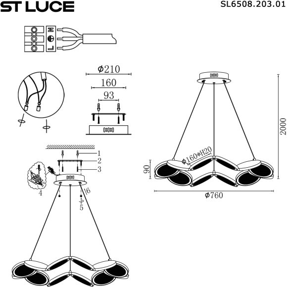 SL6508.203.01 Светильник подвесной ST-Luce Матово Золотистый/Белый LED 1*60W 4000K RIO