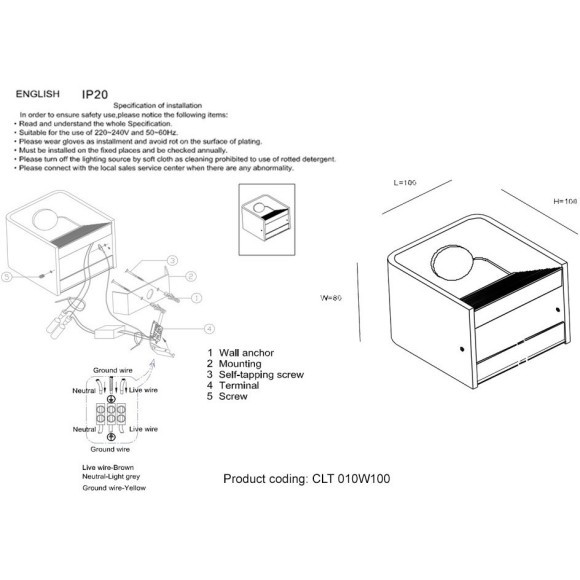 Бра Crystal Lux CLT 010W100 WH Бра Crystal Lux CLT 010W100 WH