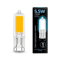 107809205 Лампа Gauss LED G9 AC220-240V 5.5W 500lm 4100K Glass 1/10/200 107809205 Лампа Gauss LED G9 AC220-240V 5.5W 500lm 4100K Glass 1/10/200