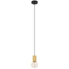 900801 Подвесной светильник (люстра) POZUETA 1, 1X40W (E27), H1100, Ø65, сталь, дерево, черный, коричневый
