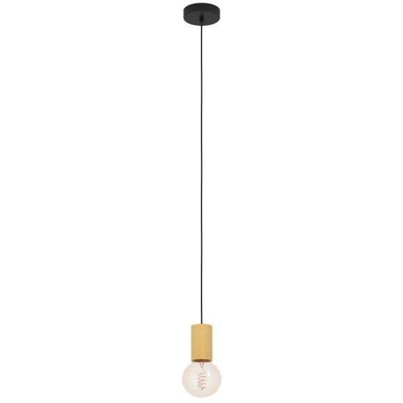 900801 Подвесной светильник (люстра) POZUETA 1, 1X40W (E27), H1100, Ø65, сталь, дерево, черный, коричневый