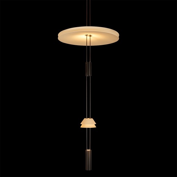 10598C Loft It FLAMINGO Подвесной светильник, 3 LED, 18 Вт, 3000 К, 4860 Лм, черное металлическое основание, белые акриловые плафоны