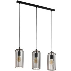 49645 Подвес ROCCAMENA, 3х60W (E27), L730, B130, H1100, сталь, черный, медь 49645 Подвес ROCCAMENA, 3х60W (E27), L730, B130, H1100, сталь, черный, медь