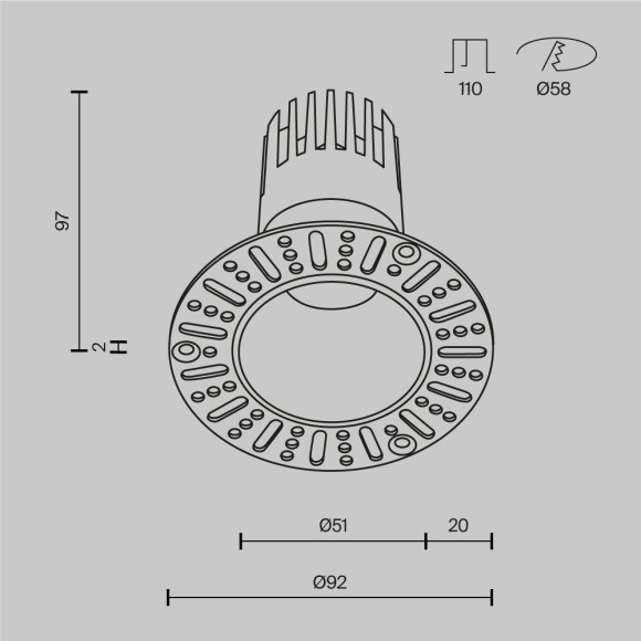 Встраиваемый светильник LED 3000K 890Lm Technical DL120-10W-3K-TRS-B