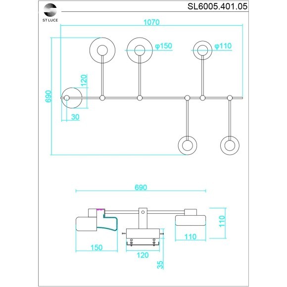 SL6005.401.05 Светильник настенно-потолочный ST-Luce Черный/Дымчатый, Прозрачный LED 5*3W 3000K VALLO SL6005.401.05 Светильник настенно-потолочный ST-Luce Черный/Дымчатый, Прозрачный LED 5*3W 3000K VALLO