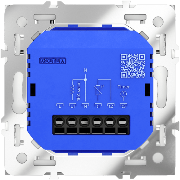 Терморегулятор электронный VOLTUM S70 с индикацией и датчиком, для теплого пола, (белый глянцевый)