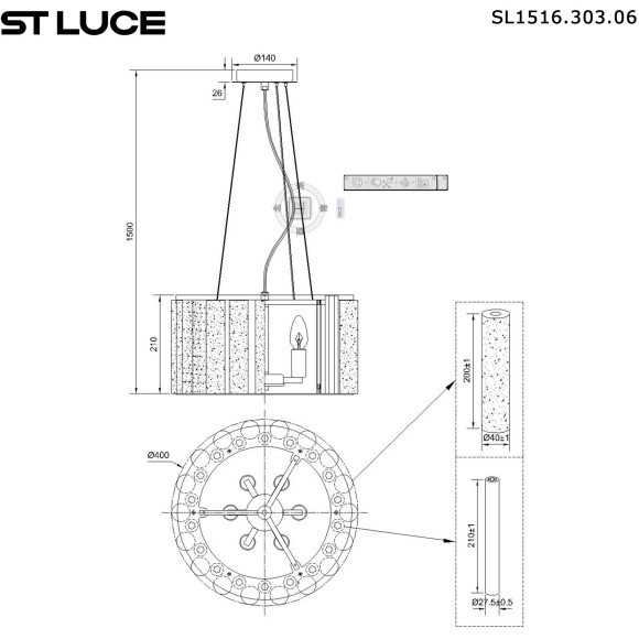 SL1516.303.06 Светильник подвесной ST-Luce Бронза, Прозрачный/Белый алебастр E14 6*40W DELIGHT SL1516.303.06 Светильник подвесной ST-Luce Бронза, Прозрачный/Белый алебастр E14 6*40W DELIGHT