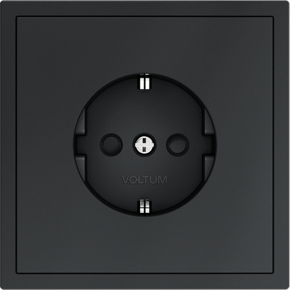 Розетка встраиваемая VOLTUM S70 с заземлением и защитными шторками, 16А, (графит)