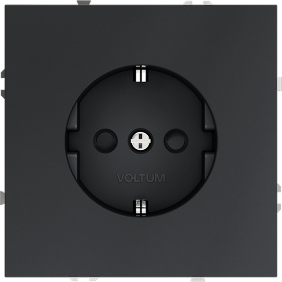 Розетка встраиваемая VOLTUM S70 с заземлением и защитными шторками, 16А, (графит)