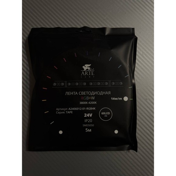 A2406012-01-RGB4K Светодиодная лента 24В 14,4Вт/м RGB+4000К CRI 90+ 10мм SMD5050 60шт/м 5м IP20 A2406012-01-RGB4K Светодиодная лента 24В 14,4Вт/м RGB+4000К CRI 90+ 10мм SMD5050 60шт/м 5м IP20