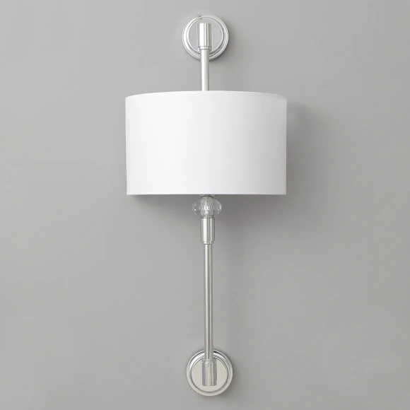 Crystal Lux VINTAGE AP2 CHROME 4140/402 Бра настенное классическое, хром текстиль, лампы 2xE14 40Вт винтажный светильник на стену, без выключателя на корпусе