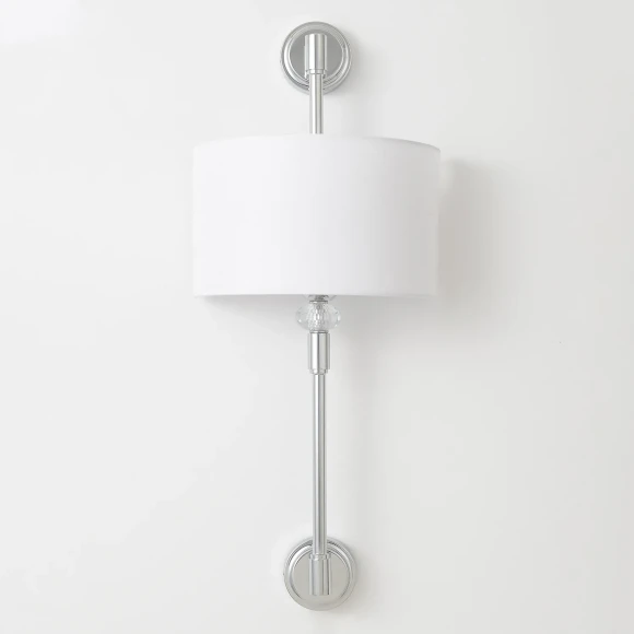 Crystal Lux VINTAGE AP2 CHROME 4140/402 Бра настенное классическое, хром текстиль, лампы 2xE14 40Вт винтажный светильник на стену, без выключателя на корпусе