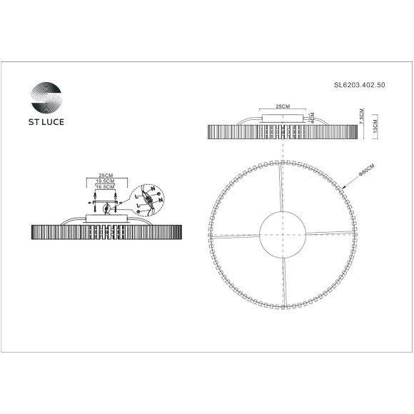 SL6203.402.50 Люстра потолочная ST-Luce Черный/Белый LED 1*50W 3000K ESTENSE