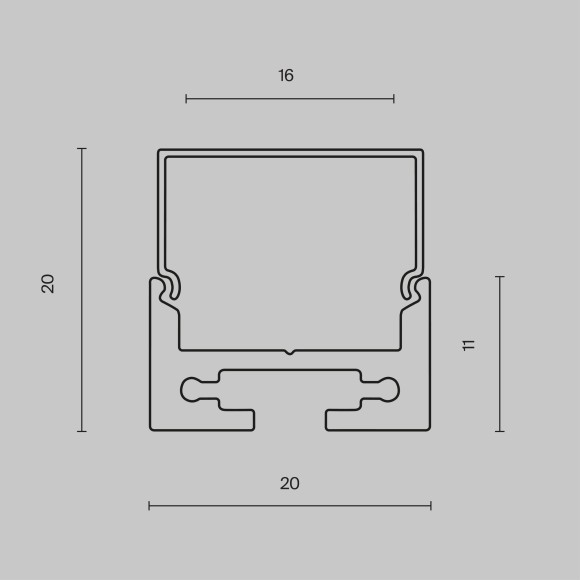 Алюминиевый профиль подвесной -накладной 20x20 ALM-2020B-S-2M